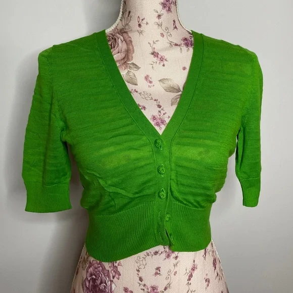 BANANA REPUBLIC Cropped Cardigan 100% Cotton - Picture 5 of 6